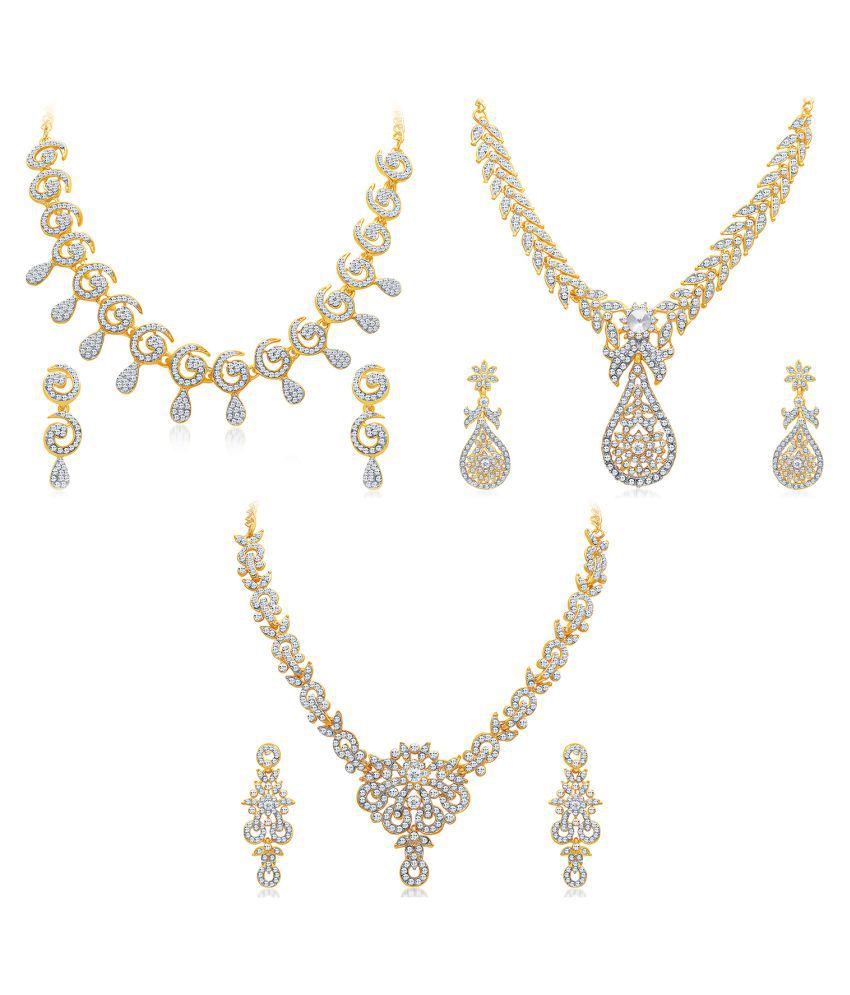     			Sukkhi Alloy Golden Traditional Necklace set Combo Collar