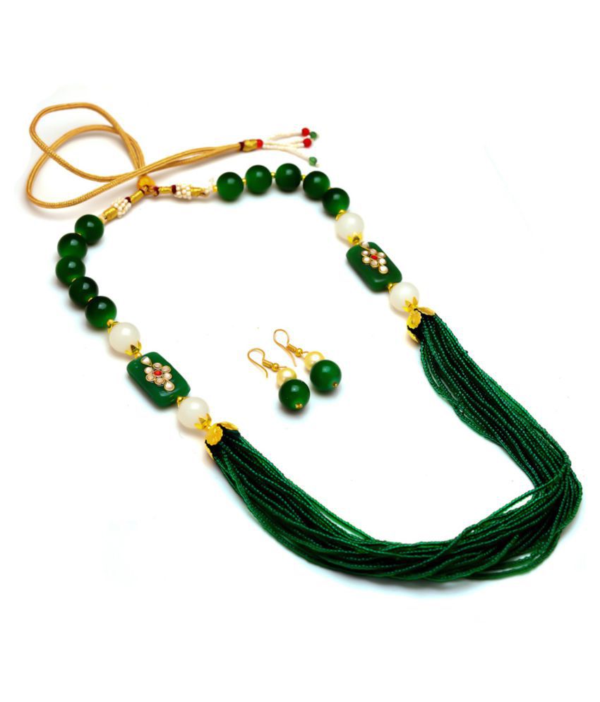     			Jewar Mandi - Green None Necklace Set ( Pack of 1 )