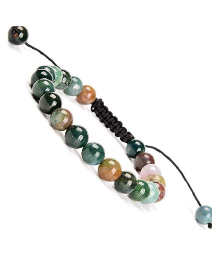     			8mm Green Indian Agate Natural Agate Stone Bracelet