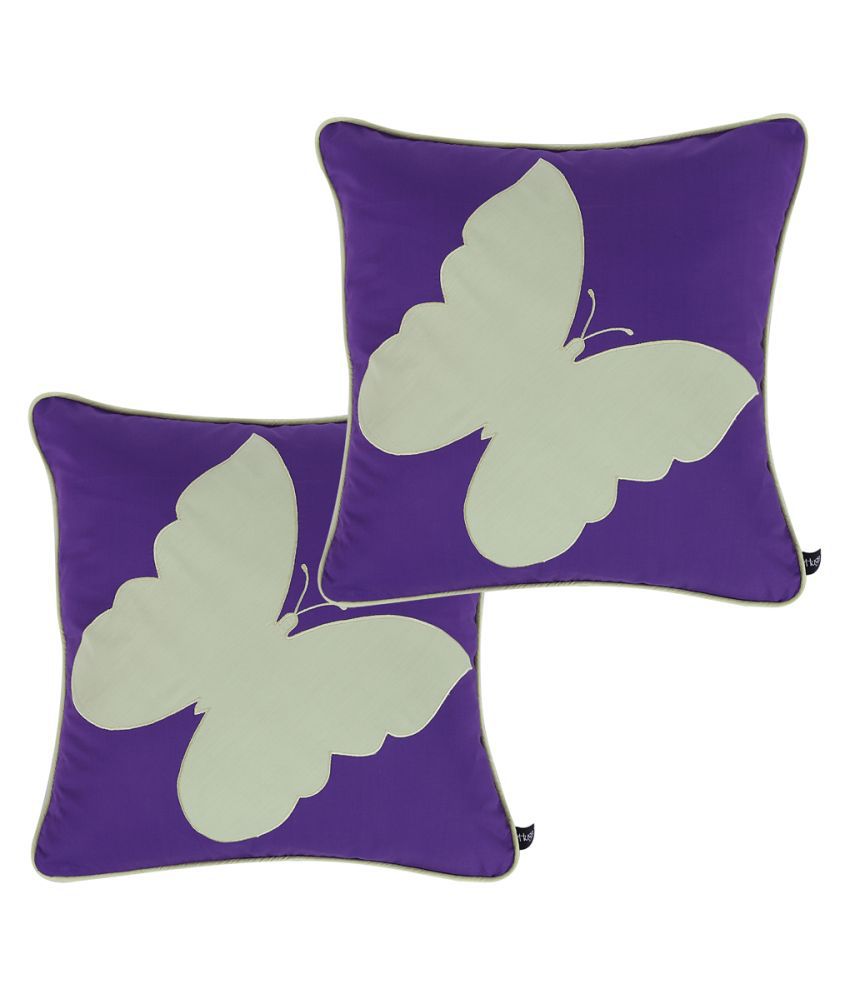     			Hugs'n'Rugs Cotton Purple Cushion Covers Pack of 2 (40 x 40 cm ) 16 x 16