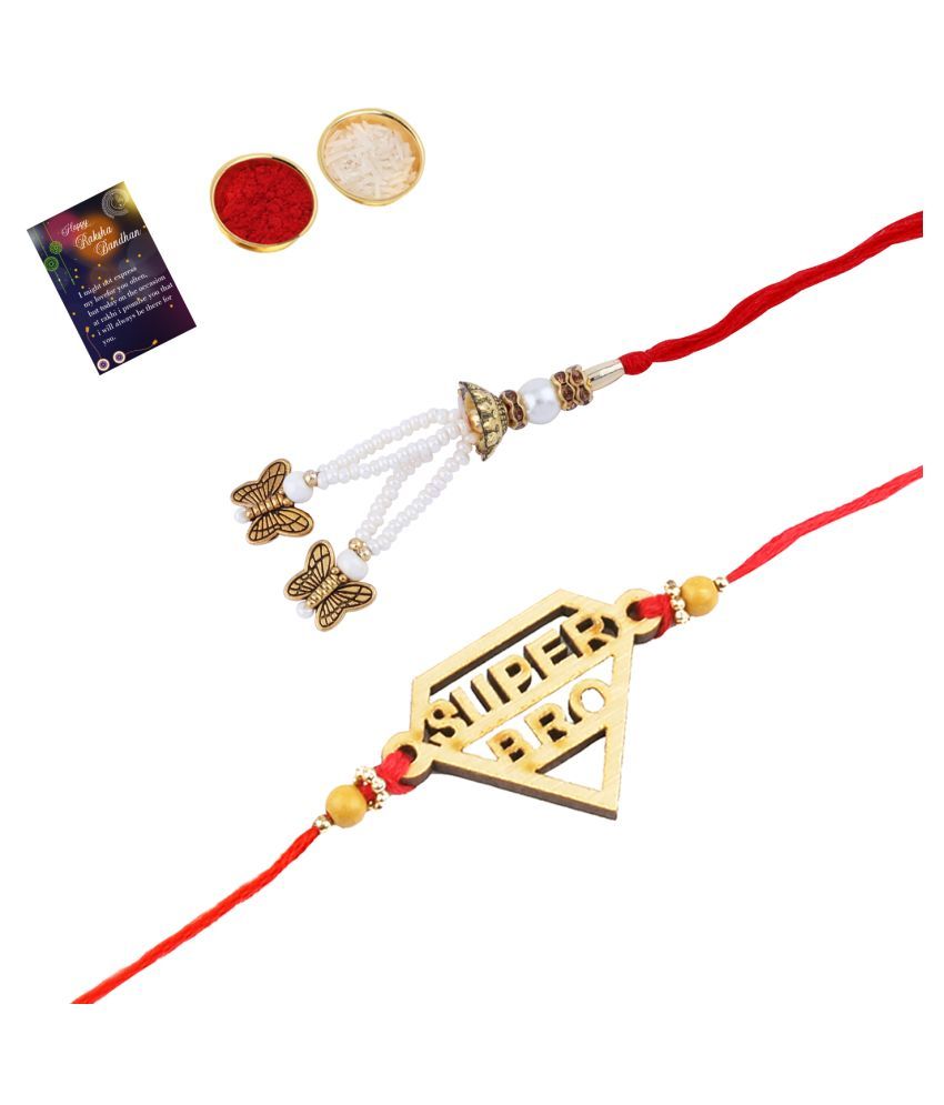     			Bhaiya Rakhi " SUPER HERO"  With Designer Bhabhi  Rakhi Combo With Roli Chawal And  Greeting Card