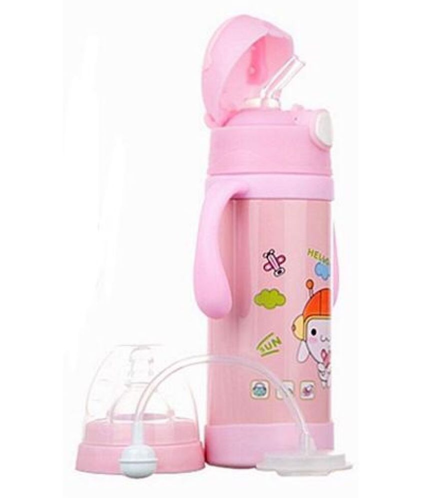 Child Chic 2 in 1 Baby Steel Feeding Bottle/Straw Sipper with Handle 220 ml