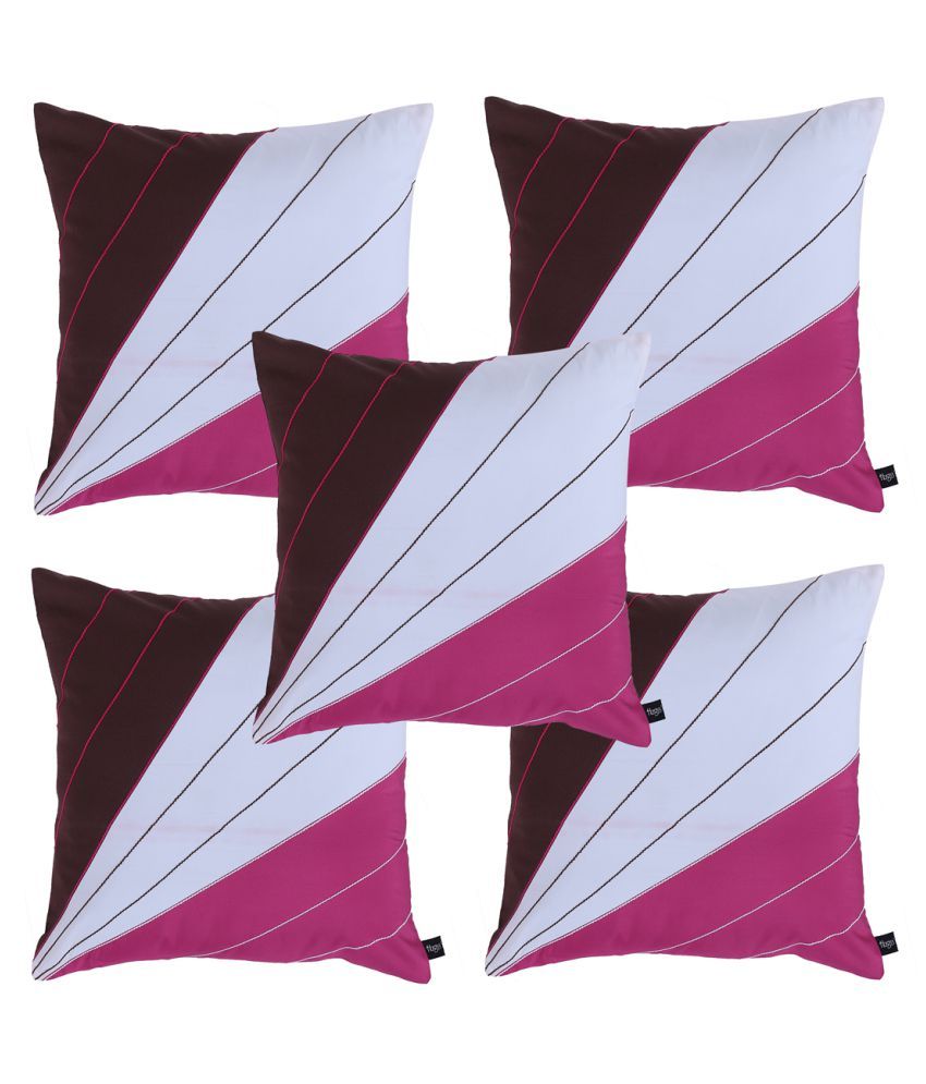     			Hugs'n'Rugs Set of 5 Cotton Cushion Covers 40X40 cm (16X16)