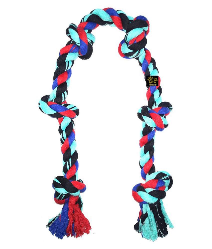     			KOKIWOOWOO 6 Knots Cotton Rope Dog Chew Toy 30 Inch Long