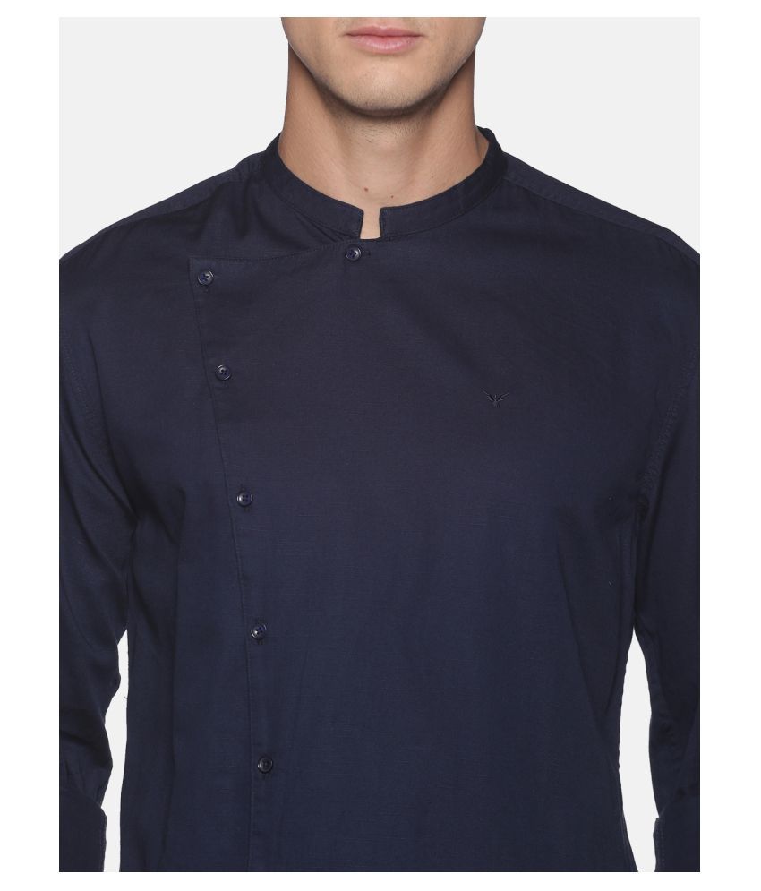     			Showoff Linen Navy Shirt