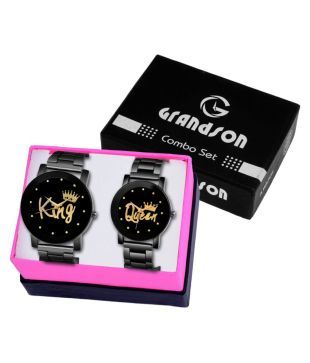 Wiggy Crystal King Queen Chain Couple Designer Fashion Analog Watch For Men Women