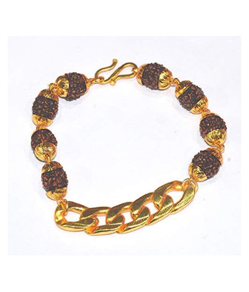     			Rudraksh Bracelet with Golden Cap Golden Cap Rudraksha Bracelet With Gold Plated Chain Rudraksha Bracelet