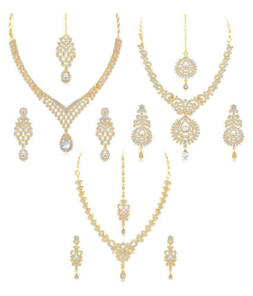 Sukkhi Alloy Golden Traditional Necklaces Set Collar