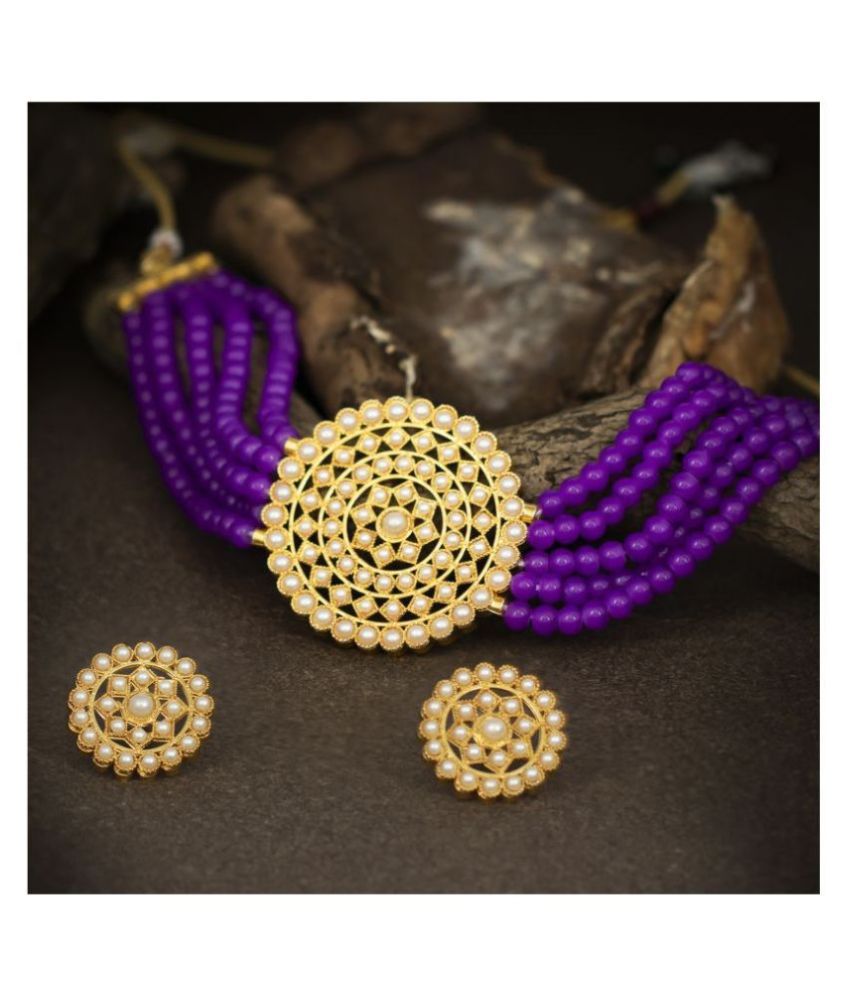     			Sukkhi Alloy Purple Traditional Necklaces Set Choker