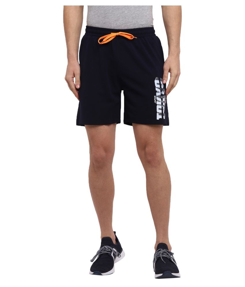     			YUUKI Navy Polyester Running Shorts