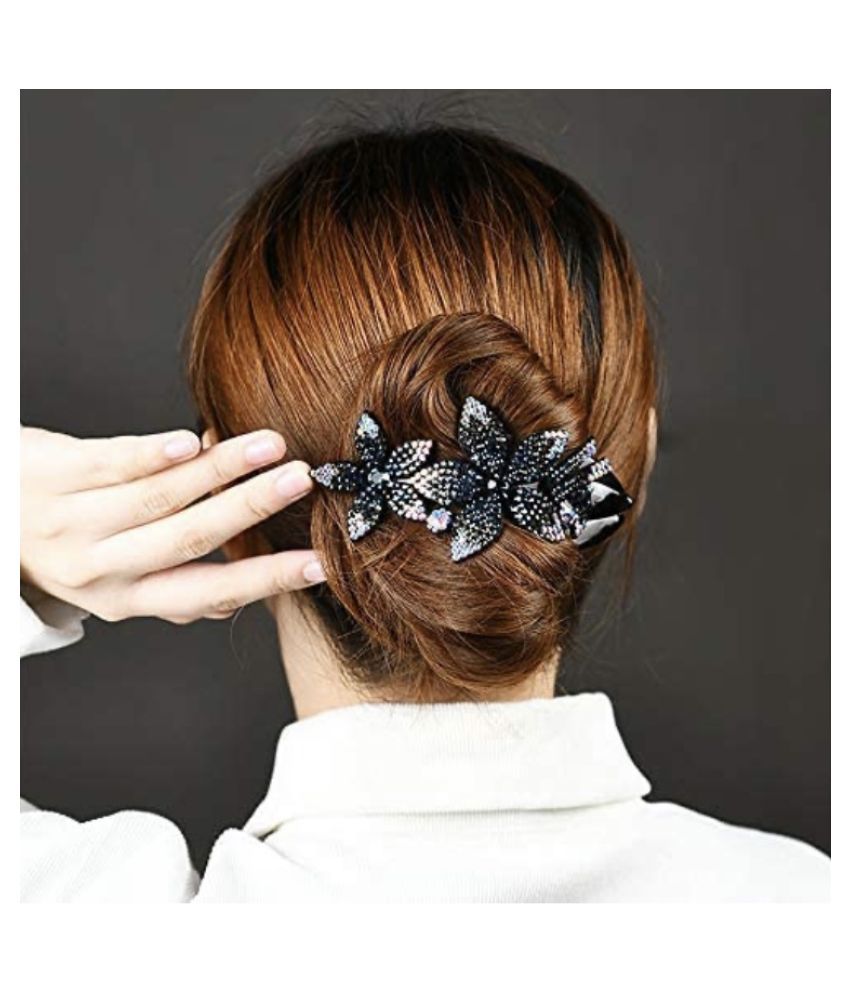 MIZORRI Double Flower Rhinestone Hair Clip For Women | Crystal Fancy Hair Clips Elegant Thick Long hair Accessories (9 cm x 5 cm): Buy MIZORRI Double Flower Rhinestone Hair Clip For Women | MIZORRI Double Flower Rhinestone Hair Clip For Women | Crystal Fancy Hair Clips Elegant Thick Long hair Accessories (9 cm x 5 cm): Buy MIZORRI Double Flower Rhinestone Hair Clip For Women |