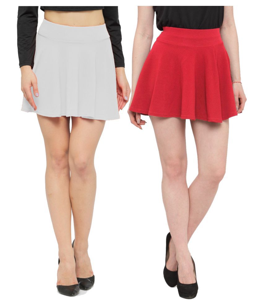     			N-Gal Polyester Skater Skirt - Multi Color