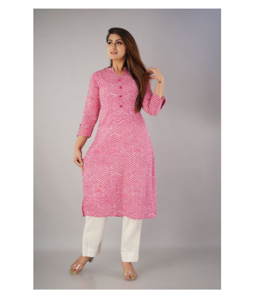     			SVARCHI - Pink Straight Cotton Women's Stitched Salwar Suit ( Pack of 1 )