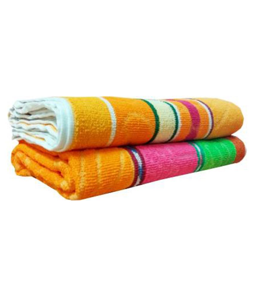 Buy kapoor handloom Set of 2 Cotton Bath Towel Multi Online at Best