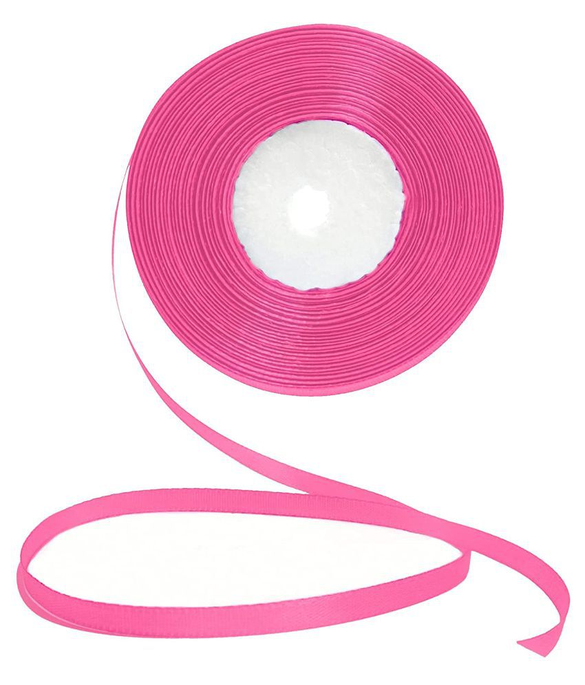     			PRANSUNITA 1/4-inch ,30 MT’s, Solid Single Face Satin Ribbon for Wedding & Gift packaging, Party Decoration, DIY Hair Accessories, Sewing, Invitation Embellishments Scrapbooking Decoration Colour PINK
