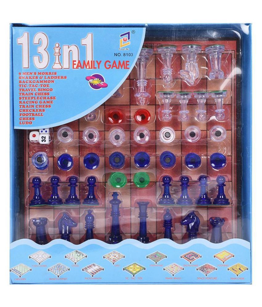 VBE Magnetic 13 in 1 family board game toy ludo, chess, snake and ladder and more board game for kids