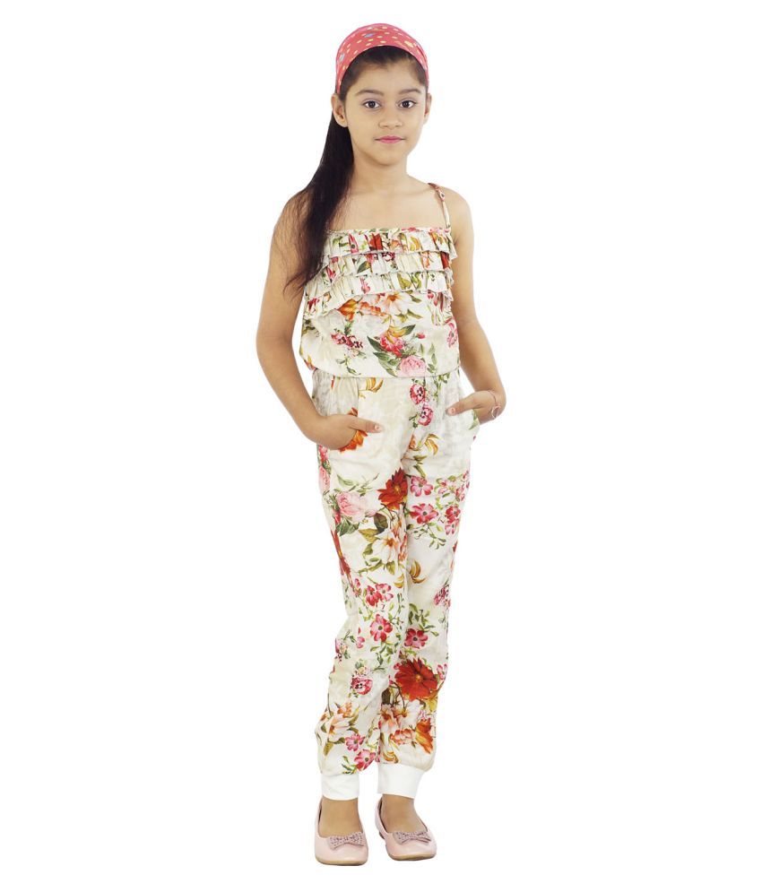     			Naughty Ninos - Off White Rayon Girls Jumpsuit ( Pack of 1 )