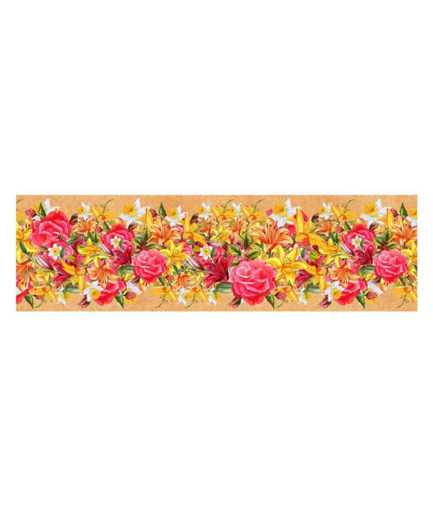     			WallDesign Artistic Multi Flowers - 14 cm W x 153 cm L Floral Sticker ( 153 x 14 cms )