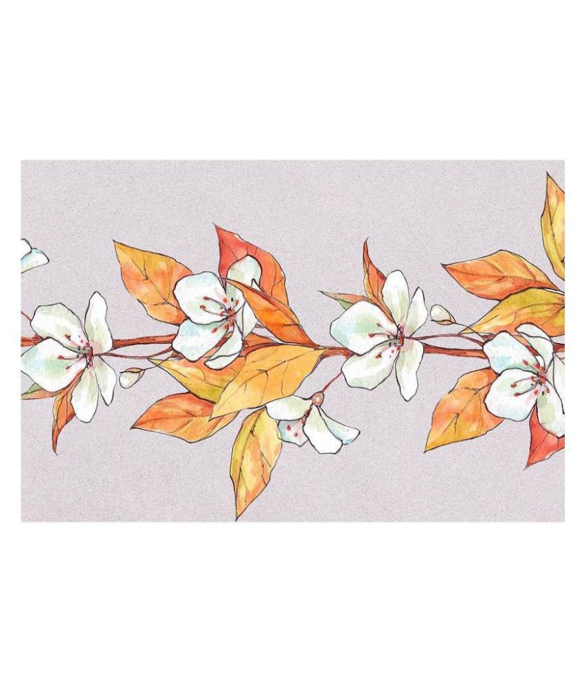     			WallDesign Lily Flowers &amp; Leaves - 14 cm W x 153 cm L Floral Sticker ( 153 x 14 cms )