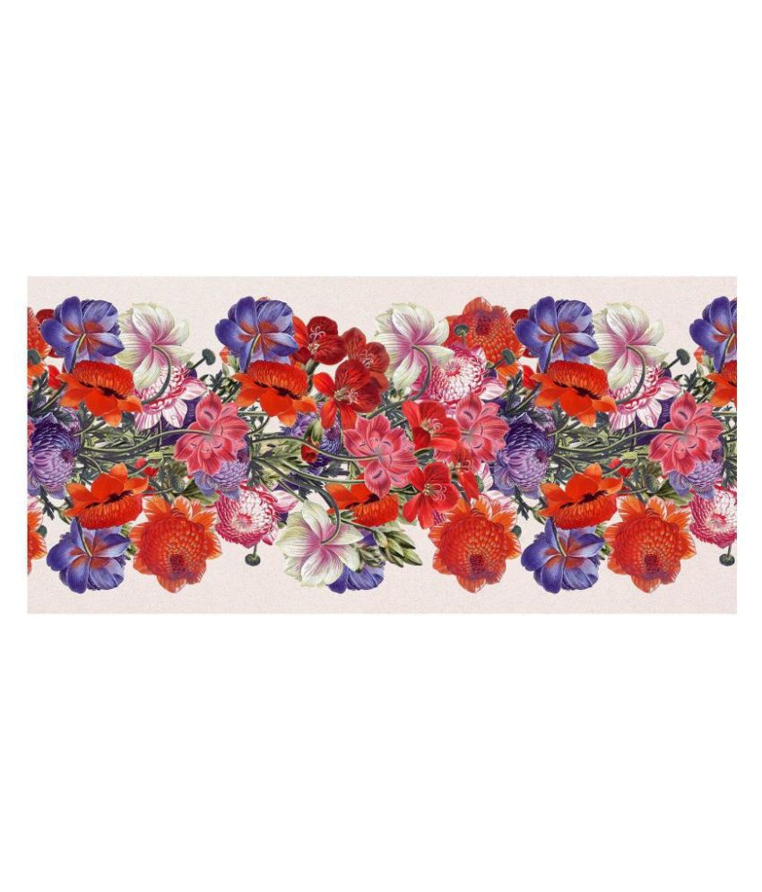     			WallDesign Multicolor Flower & Branches - 14 cm W x 305 cm L Floral Sticker ( 305 x 14 cms )