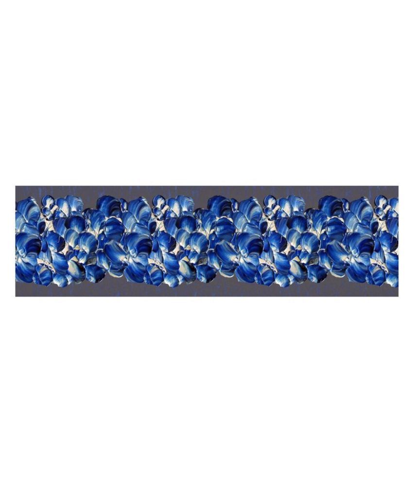     			WallDesign White Blue Bouquet - 14 cm W x 153 cm L Floral Sticker ( 153 x 14 cms )