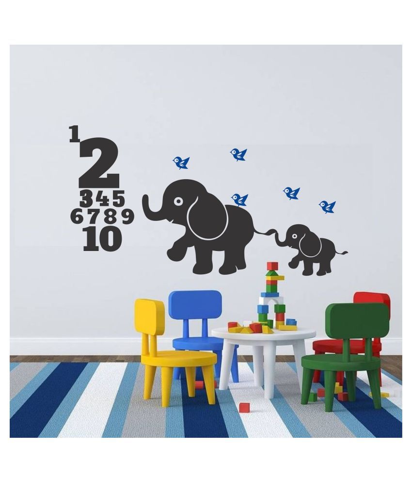     			Asmi Collection Cute Elephant with Numbers for Kids Education Wall Sticker ( 45 x 90 cms )