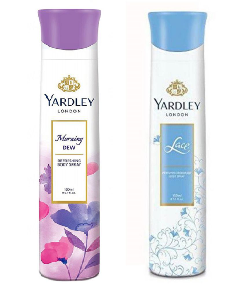     			 Yardley London Morning Dew, Lace deodorant Spray For Men & Women 150ml each (Pack of 2)