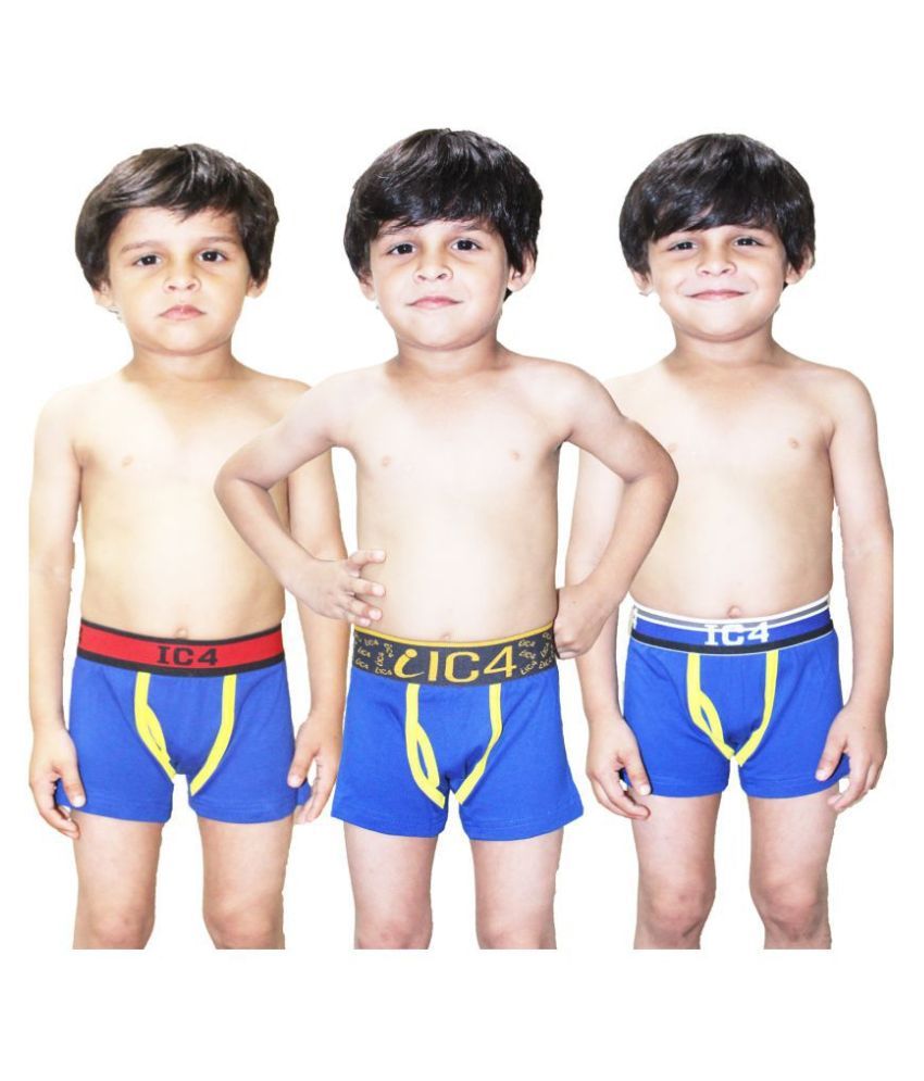     			IC4 Pack of 3 Boys Cotton Blend Trunks ( Royal Blue )