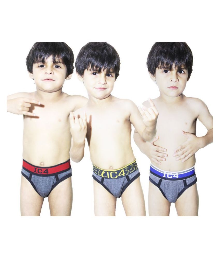     			IC4 Pack of 3 Boys Cotton Blend Briefs ( Grey )