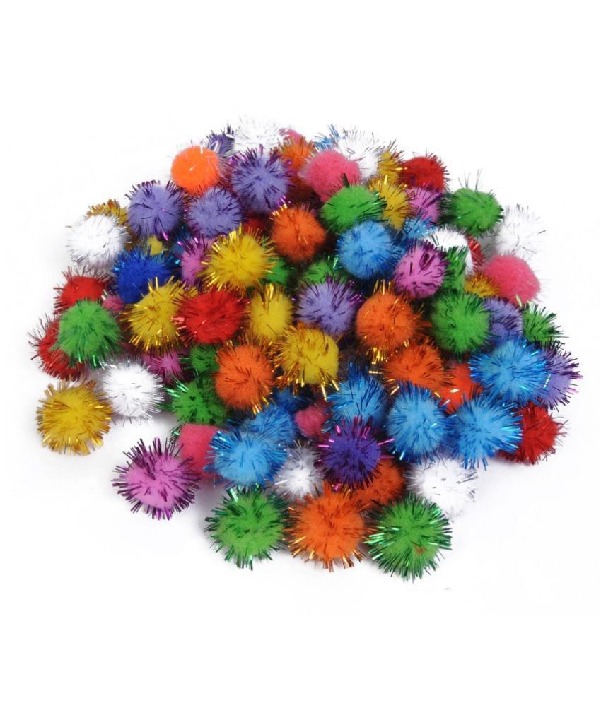     			Multicolored Glitter Pom Pom Big Balls , dia- 1 cm, Pack of  250, Used for Art & Craft, Dresses, Room Decoration, Jewelry Making etc