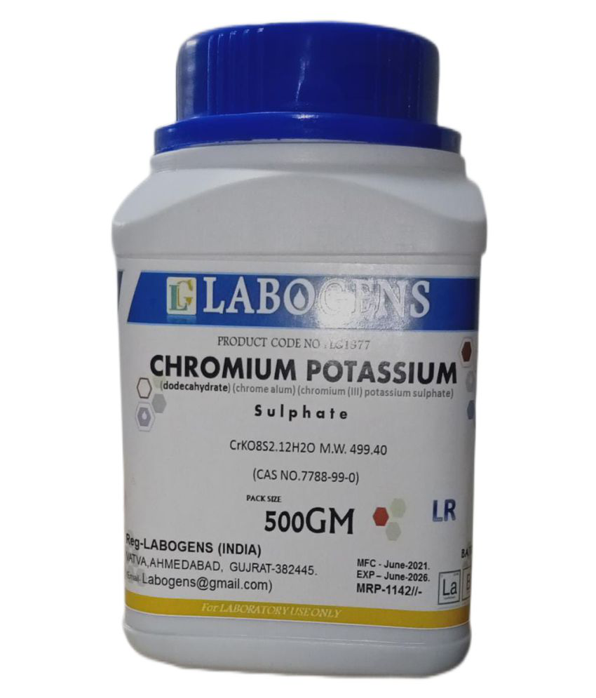     			LABOGENS CHROMIUM POTASSIUM SULPHATE 500GM (dodecahydrate) (chrome alum) (chromium (III) potassium sulphate)