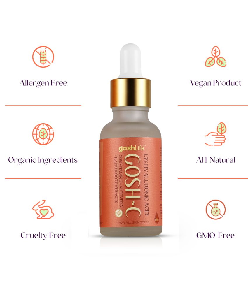 Buy GoshLife GoshC Vitamin C, Hyaluronic Acid, Aloe Vera Face Serum 30