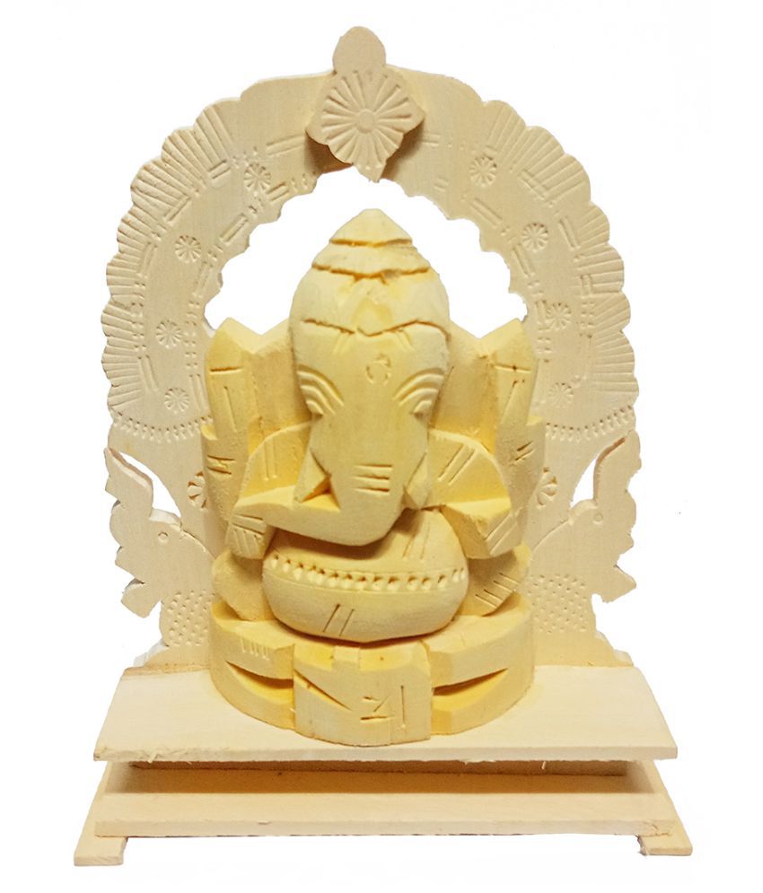     			JDS PUJA ARTICLES Swetherka Ganesh (S:2) Wood Ganesha Idol 13 x 10 cms Pack of 1