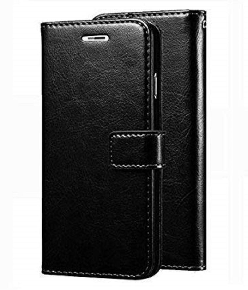    			Oppo A94 Flip Cover by Kosher Traders - Black Original Leather Wallet