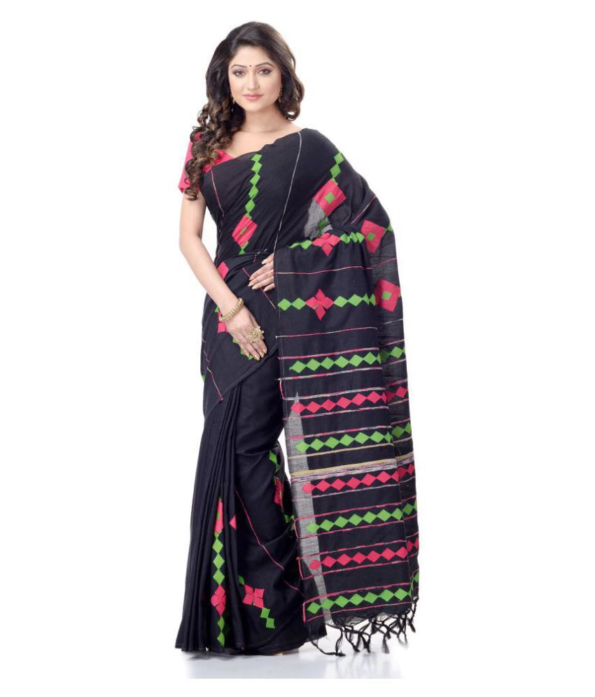     			Desh Bidesh Black Bengal cotton Saree - Single