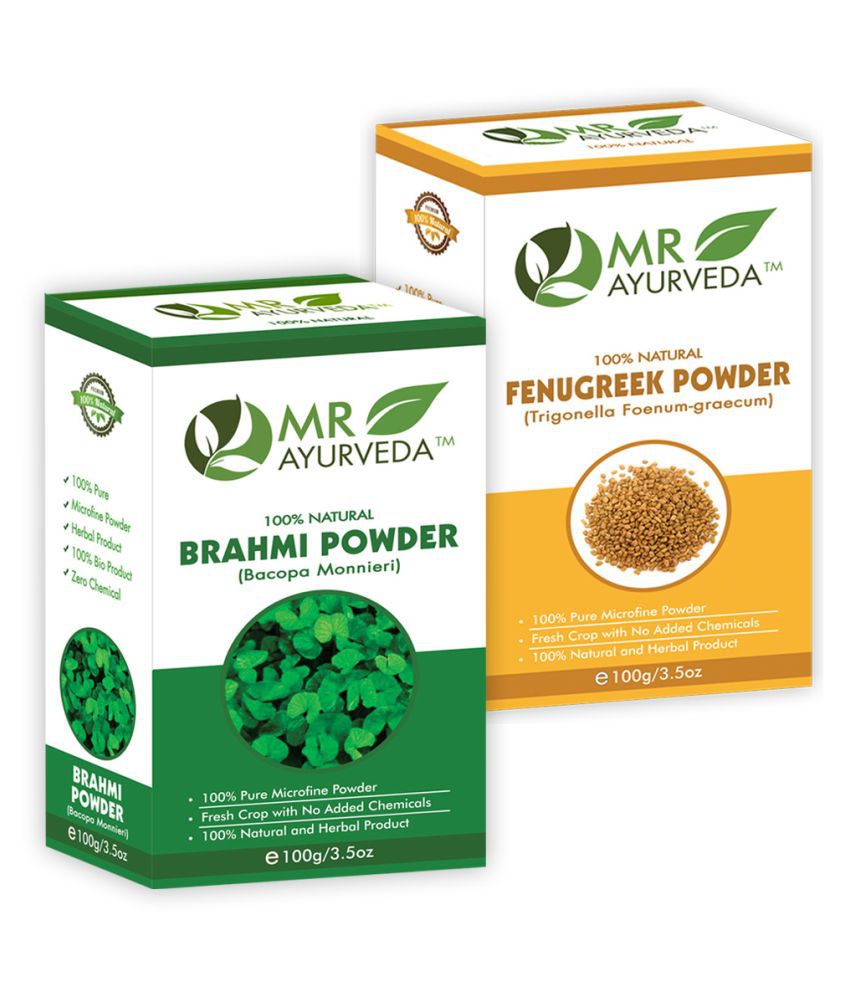     			MR Ayurveda 100% Herbal Brahmi  Powder and Fenugreek Powder Hair Scalp Treatment 200 g Pack of 2