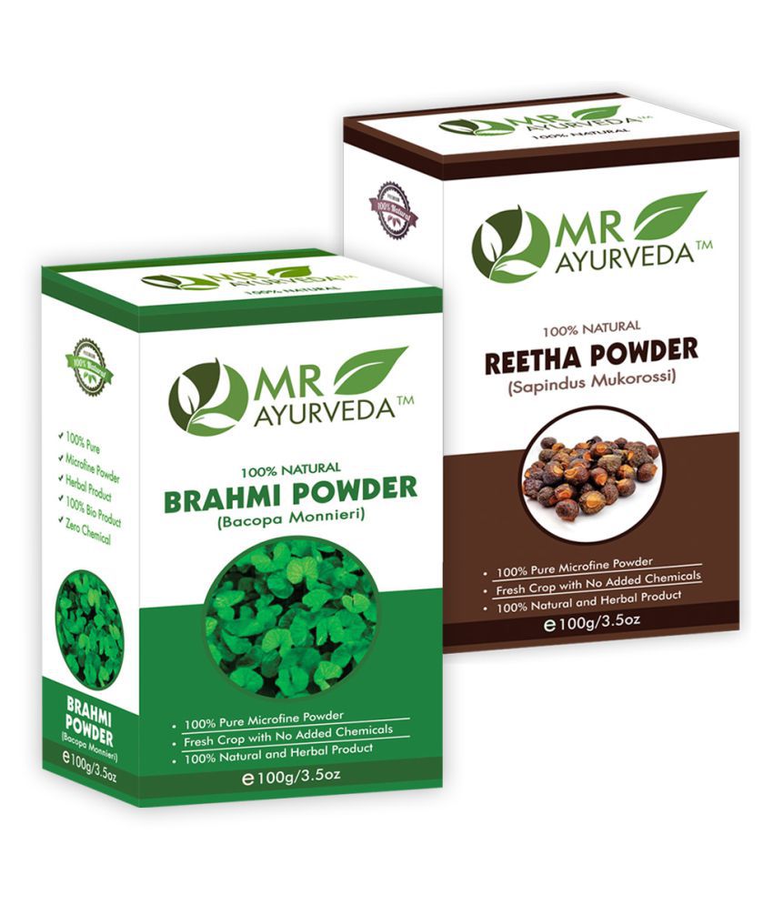     			MR Ayurveda 100% Organic Brahmi  Powder and Reetha Powder Hair Scalp Treatment 200 g Pack of 2