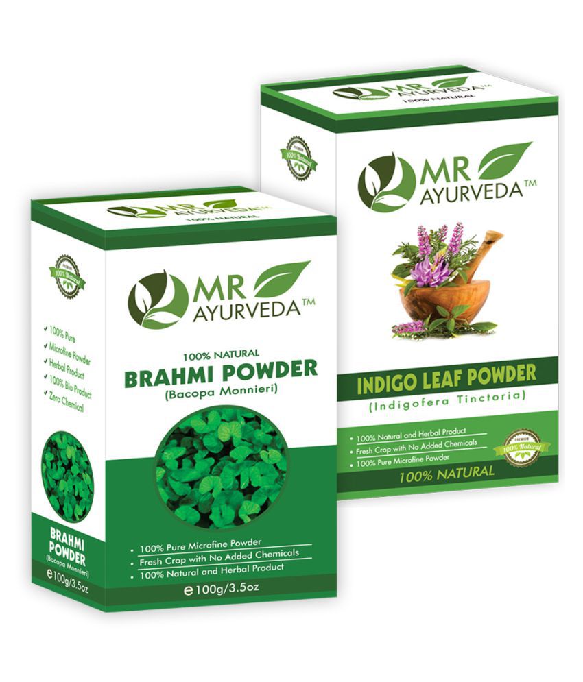     			MR Ayurveda 100% Organic Brahmi  Powder and Indigo Powder Hair Scalp Treatment 200 g Pack of 2