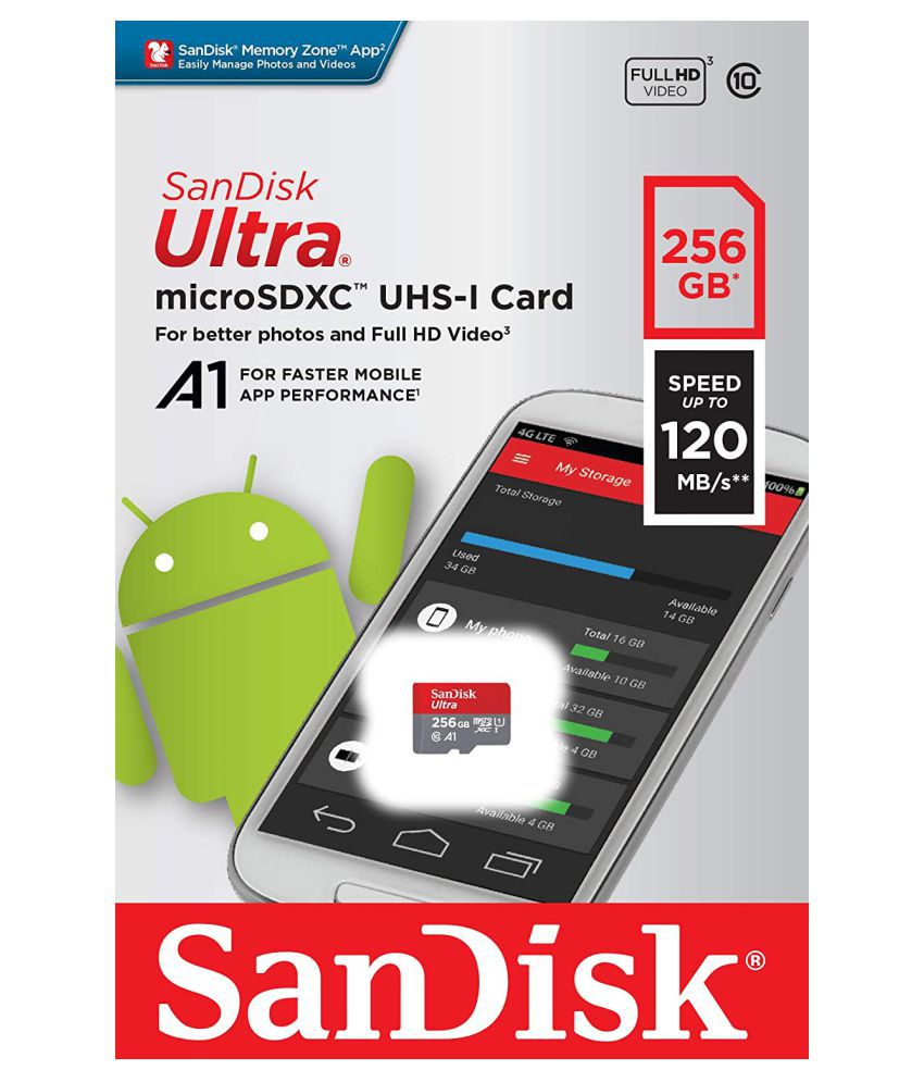 SanDisk Ultra microSD UHS-I Card 256GB, 120MB/s R