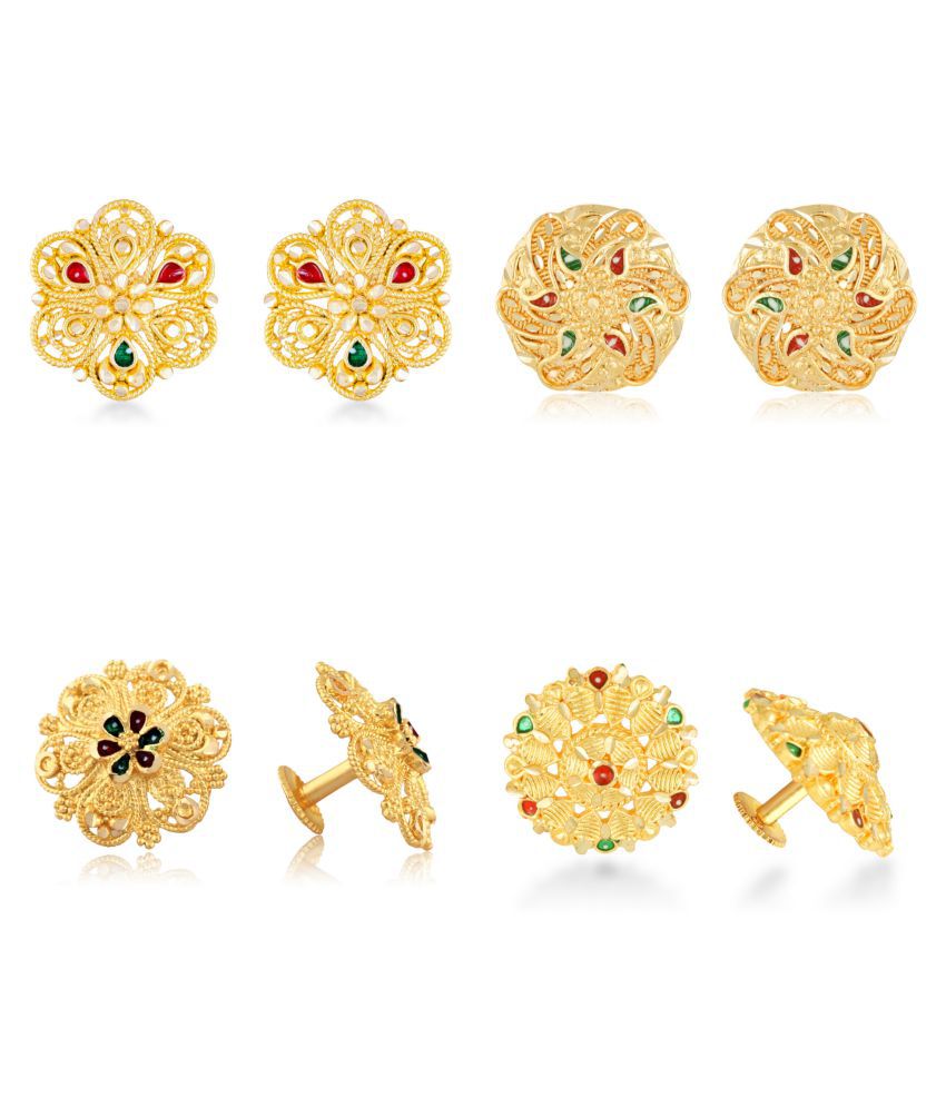     			Vighnaharta Sizzling Charming Alloy Gold Plated Stud Earring Combo set For Women and Girls ( Pack of- 4 Pair Earrings)-VFJ1197-1099-1242-1254ERG