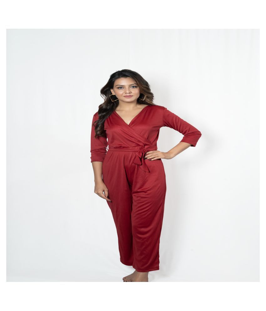 Red polyester jumpsuit