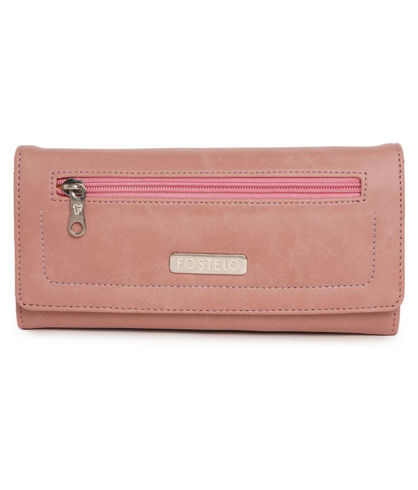     			Fostelo PeachPuff Faux Leather Box Clutch