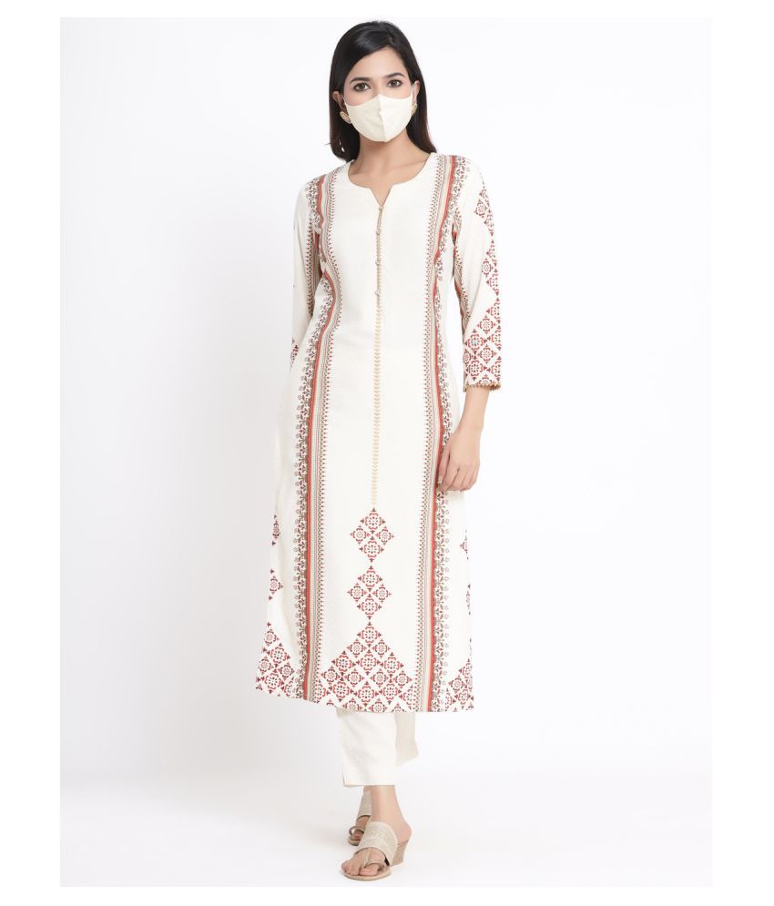     			Juniper Beige Rayon Straight Kurti - Single