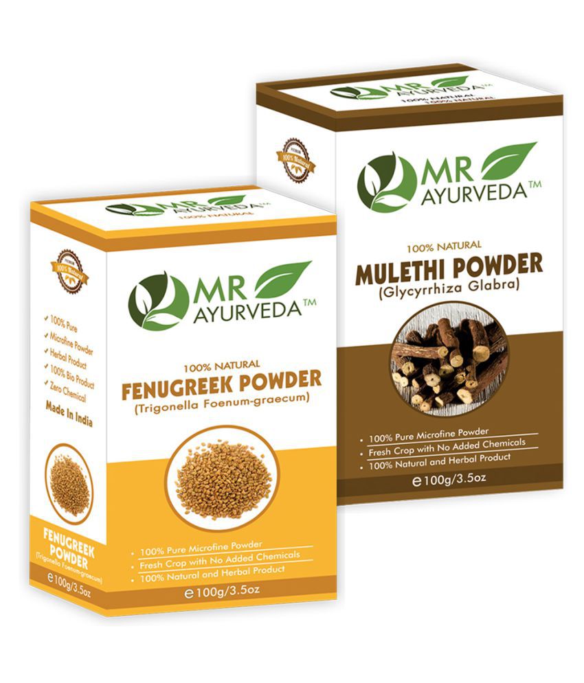     			MR Ayurveda 100% Pure Fenugreek Powder and Mulethi  Powder Hair Scalp Treatment 200 g Pack of 2