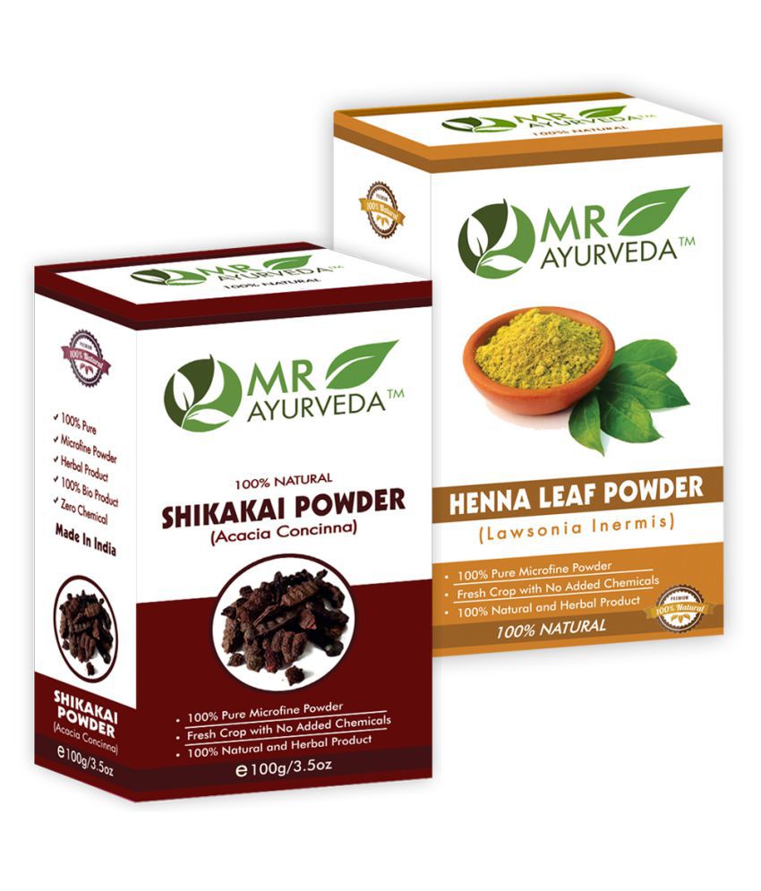     			MR Ayurveda 100% Pure Shikakai Powder and Henna Powder Hair Scalp Treatment 200 g Pack of 2
