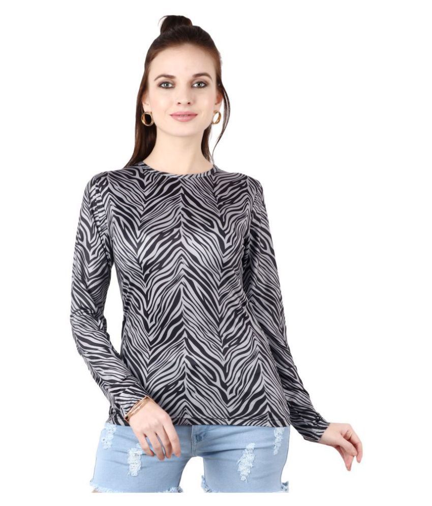     			POPWINGS Polyester Regular Tops - Grey Single