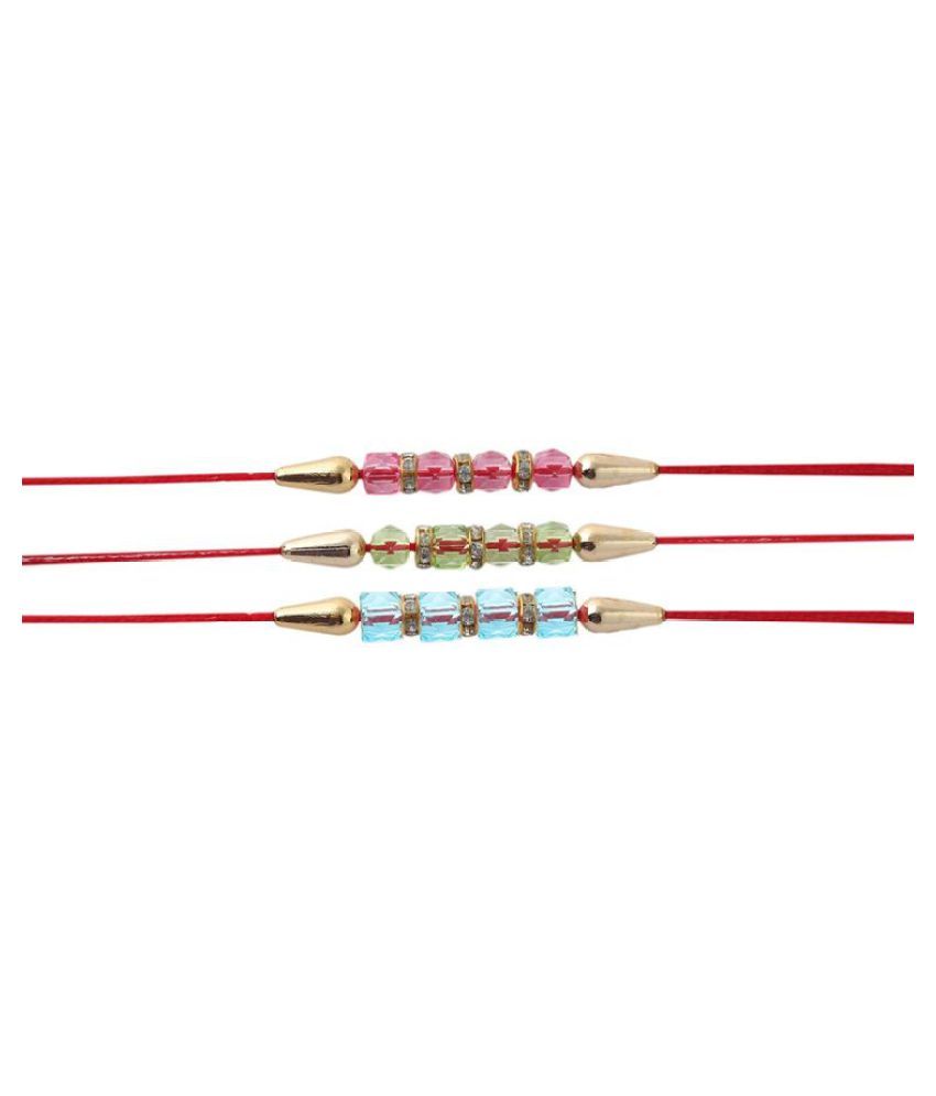     			Rakhi Set With Roli chawal & Card Multicolour Pack of 3