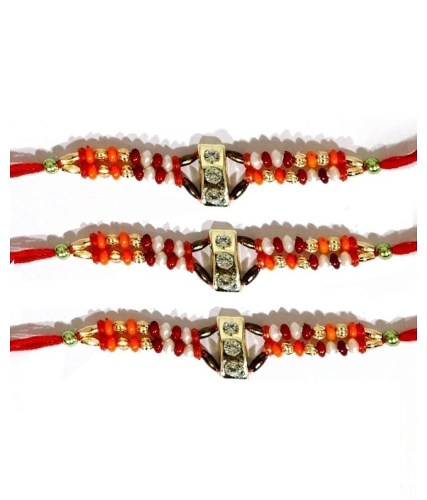     			Rakhi Set With Roli chawal & Card Multicolour Pack of 3