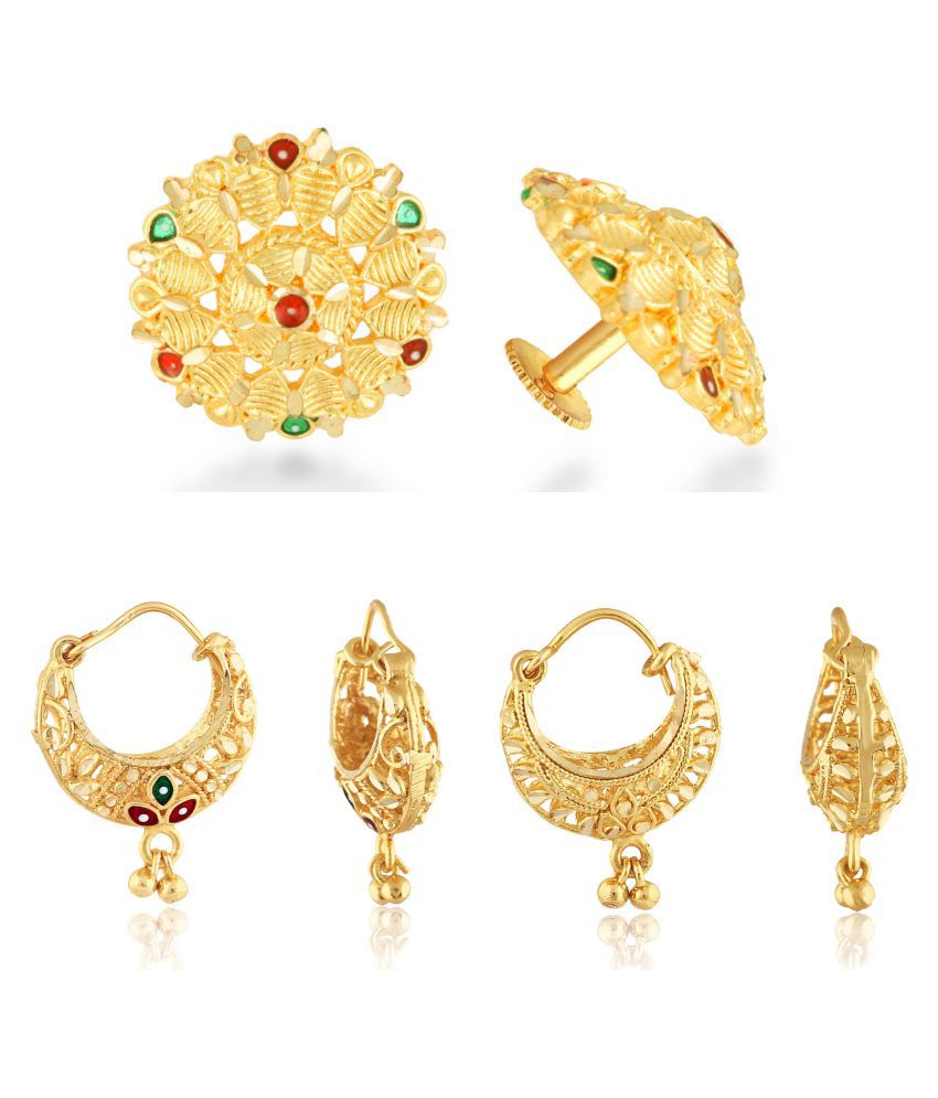     			Vighnaharta Allure Graceful Alloy Gold Plated Stud and Chandbali Earring Combo set For Women and Girls  Pack of- 3 Pair Earrings- VFJ1242-1101-1102ERG