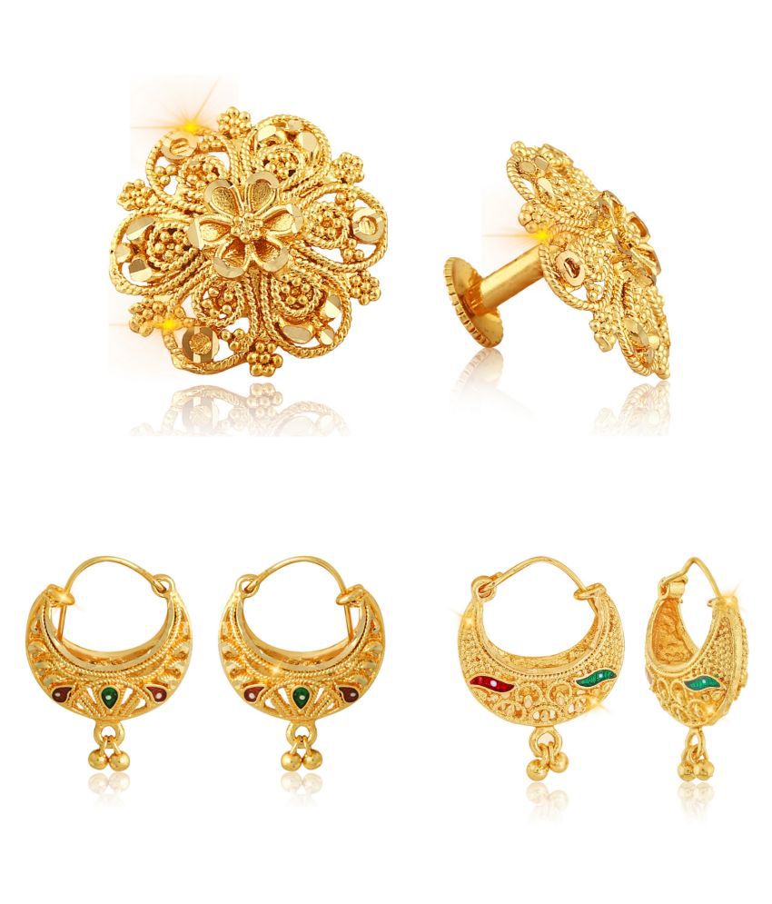     			Vighnaharta Sizzling Graceful Alloy Gold Plated Stud and Chandbali Earring Combo set For Women and Girls  Pack of- 3 Pair Earrings- VFJ1086-1139-1181ERG
